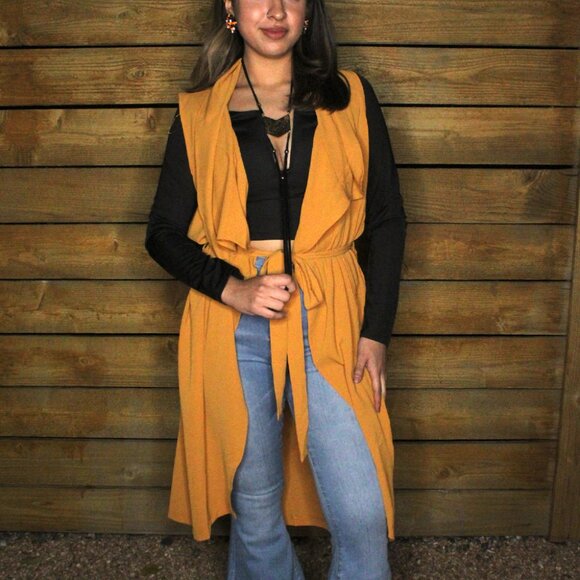 Golden Yellow Vest Kimono - Picture 1 of 3